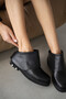 Vellor Genuine Leather Women's Boots with Metal Accessory Detail - Black - 4