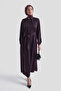 Tie-Waist Satin Dress in Plum - 2