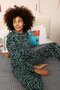 Women's Long Sleeve 3 Thread Combed Cotton Pajama Set Green - 6