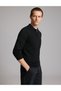 Black Slim Fit Buttoned Polo Collar Basic Knitwear Sweater 50331477-Vr046 - 3