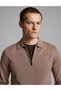 Mink Slim Fit Zippered Polo Collar Knitwear Sweater 50330185-Vr052 - 3