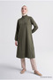 Zipper Detailed Knitwear Tunic Dress Khaki - 3