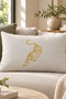 Tiger Embroidered Decorative Throw Pillow Cover – Linen Textured, Gold Embroidered Pillow