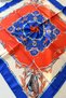 Blue Beige Chain Patterned Satin Scarf Bandana 70X70Cm - 4
