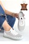 Otja White Genuine Leather Laser Lace-Up Sports Shoes