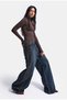Women's T-2W6-8 Super Baggy Special Design Denim Jeans with Accessory Detail - 4