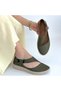 Cower Green Genuine Leather Ballerina Shoes - 4