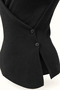 Button Detail Asymmetrical Black Knitwear Blouse - 3