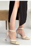 Hejja Beige Skin Tulle Detailed Heeled Shoes - 2