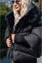 Black Inflatable Coat with Knitwear Detail on the Sleeves - 5