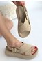 Usra Beige Leather Powder Buckle Sandals - 3