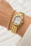 Women's Wristwatch 25mm Gold Color Steel Band Silver Dial - with Special Box and Bracelet Gift.Hm28977S01-1