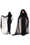 Halloween Women's Black Hooded Cape,Costume Black Long Veil Tulle Ghost Bride Costume,Holidays Costume Adult Cloak, Cosplay Sorceress Costume Witch Black Dress