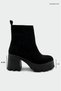 Streep Women's Black Suede Boots Thick Heeled 8 cm Threaded Sole Platform Ankle Boots - 2
