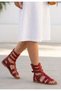 Nola Red Genuine Leather Belted Sandals - 2