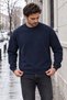Men's Navy Blue Thessaloniki Fabric Crew Neck Sweatshirt - 8
