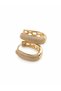 Curved Stone Gold Hoop Earrings
