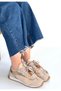 Riaf Beige Leather Lace-Up Sneakers - 2