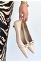 Dowen Beige Patent Leather Low Heeled Shoes