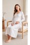Women's Maternity Viscose Nightgown Seasonal Long Sleeve Lace Breastfeeding Detailed m L XL XXL 23-60