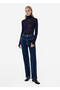 Fine Textured Micro Sequin Navy Blue Knitwear Top - 2