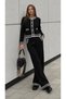 Stripe Detailed 100% Acrylic Knitwear Cardigan Trouser Set
