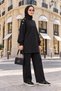 Mira Shoulder Buttoned Oversize Modal Trousers Suit Black - 4