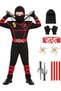 Samurai Ninja Costume Set for Children Boys Cosplay Set with Ninja Accessories for Role Play, Halloween, Party