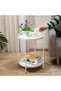 Round Side Table Gold End Table, 2-Tier Metal Tray Snack Table Coffee Table Tea Table Nightstand Sof - 4