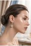 Brass Gold Color Zircon Stone Motif Model Earrings - 2
