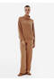 Rib Knit Roll-Neck Brown Oversized Cashmere Knitwear - 2