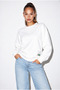 Women's Ecru Back Printed Embossed Oversize Printed Sweatshirt - 2