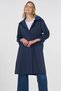 Hooded Trench Coat with Shawl Collar Dark Navy Blue 14021 - 2