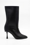 Women's Pointed Toe Zippered Thin High Heeled Black Dömi Boots with Removable Dust Covers - Boots (10 cm Heel)