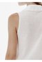 Draped Collar Ecru Knitwear Top - 4