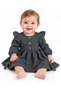 6-24 Months Baby Girl Textured Long Sleeve Belted Winter Dress