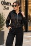 Lucky Life Women's Lace Detailed Hooded Cotton Jacket & Pants Double Set - 5