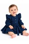 6-24 Months Baby Girl Textured Long Sleeve Belted Winter Dress - 2