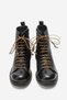 Women's Double Lace-Up Flat Heel Boots Real Leather Nadine Black - 4