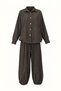 Gingham Oversize Shirt Slouchy Pants Coffee Set