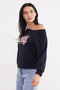 Riverside Printed Boat Neck Bat Sleeve Modal Blouse - 2