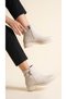 Low Heel Zippered Women's Bootie with Stripe and Buckle Detail - 3