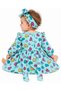 3-18 Months Baby Girl White Heart Printed Belted Dress and Bandana Set - 5