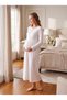New Season Beige Shawl Collar Winter Full Length Easy Breastfeeding Design Long Sleeve Maternity Pajamas Nightgown Set - 4