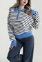 Striped knitwear sweater with zippered collar