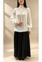 Women's Cream Ruffled High-Neck Shirt with Sparkle - Organza, Stylish Blouse with Stone Stripe Detail Lining - 7