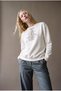 Women's Ecru Embroidered Oversize Printed Sweatshirt