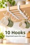White Metal 10-Hook Plastic Cup Holder with Hooks, Cup Hanger with Hooks for Inside the Cabinet - 5
