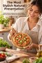 100% Natural Acacia Wood Round Presentation Board 28 cm with Handle Pizza Breakfast and Deli Serving Plate - 2
