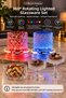 360 with Rgb Leds °   Rotating Glass Cup Set – 2 Different Patterns, 2 Bowls, 2 Coasters in Gift Box - 2